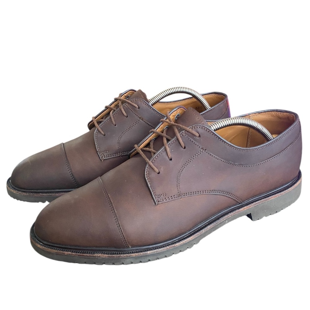 Walk Over Nubuck Leather Oxford Mens 10.5 E Brown Cap Toe Shoe Vibram Gumlite